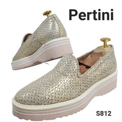 ペルティニ　ヒールスニーカー　スリッポン　厚底　ゴールド　35　レザー