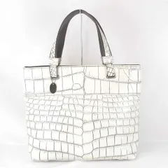 価格改定】良品『USED』 JRA認定 トートバッグ クロコダイル ホワイト 