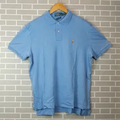 M1-00460【Mens】Polo by Ralph Lauren(ポロバイラルフローレン）半袖 ポロシャツ（L）/ライトブルー タグほつれ有 襟・裏中央にシミ有 N-6