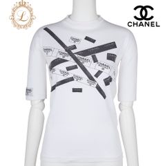 CHANEL 半袖シャツ 黒と白 ロゴプリント CHANEL 半袖シャツ 黒と白 ロゴプリント