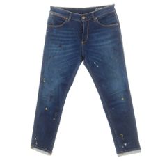【中古】ピーティートリノ デニム PT TORINO DENIM REGGAE ペンキ加工 ストレッチデニムパンツ ジーンズ ネイビー【サイズ32】【メンズ】