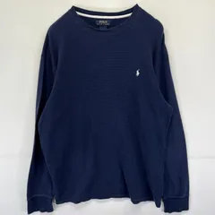 古着 ポロ・ラルフローレン POLO RALPH LAUREN 長袖Tシャツ ワンポイントロゴ刺繍 サーマル クルーネック 大きいサイズ XL  ネイビー メンズ