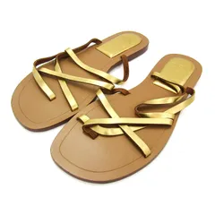 ザラ フラットサンダル ストラップ 靴 レディース 40サイズ ゴールド ZARA 【中古】