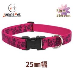 プラムブロッサム柄　ワンタッチ首輪　25mm幅　大型犬向け　アメリカ製　アメリカ直輸入　LUPINE ルパイン　軽量　丈夫Flowerタートルリーフ
