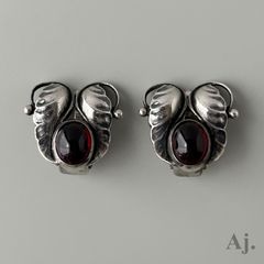 【使用感大】 ジョージジェンセン イヤリング ガーネット ヴィンテージ AG925 Georg Jensen