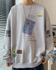 トレーナー メンズ Tシャツ 長袖 秋服 パーカー プルオーバー スウェット ストリート プリント ゆったり カジュアル おしゃれ 大きいサイズ