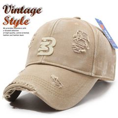 【ダメージ加工がCOOL】帽子 キャップ Vintage メンズ レディース くすみカラー こなれ感 深め しっかり素材 7986695 (ベージュ)
