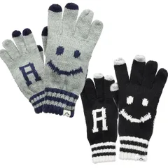 【数量限定！大赤字価格セール】ラスティ RUSTY 手袋 タッチパネル対応 手ぶくろ グローブ スマイル スマイリー にこちゃん 957903 5本指 防寒 レディース グレー ブラック