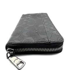 【 未使用 】COACH　コーチ　エンボス  シグネチャー　ジッピーウォレット　ラウンドファスナー　長財布 ブラック