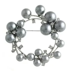 【迅速発送】ヴァンテーヌ VINGTAINE パール ストーン サークル型 ブローチ ラウンド型 ラインストーン ギフト 卒業式 入学式 大人っぽい シンプル BR-61