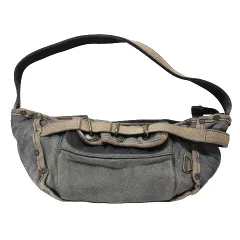ディーゼル DIESEL USED加工 ショルダーバック セミショルダー 肩掛け 半円 キャンバス グレー ブラウン IBO49 X