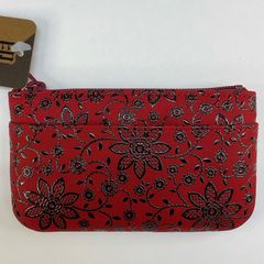 新品未使用品 甲州印伝【小銭入れ クレマチス 赤×黒漆】コインケース 小物入れ 鹿革 漆型染め 海外土産 日本皮工芸品 日本製