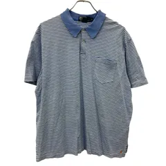 POLO RALPH LAUREN 半袖 ロゴポロシャツ XL ホワイト×ブルー ポロラルフローレン 裾ワンポイント ロゴ刺繍 古着卸 アメリカ仕入 a707-5186
