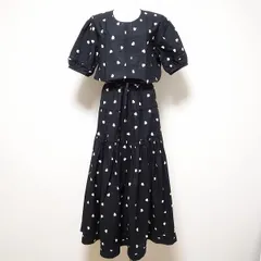 #snc カネコイサオ KANEKO ISAO ワンピース 黒 白 ハート 半袖 バックボタン ロング フレア レディース [874565]のサムネイル