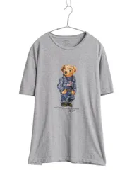 【お得なクーポン配布中!】 ポロベア ポロ ラルフローレン プリント 半袖 Tシャツ メンズ XL キャラクター コットン カットソー シングルステッチ 大きいサイズ グレー