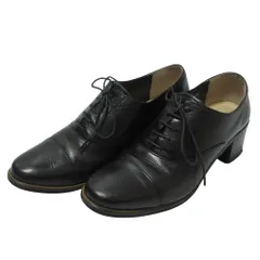 美品 MARGARET HOWELL idea マーガレットハウエルアイデア  レザー レースアップ ドレスシューズ 24.5cm ブラック レディース 古着 中古 USED