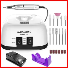 NAILGIRLS 電動ネイルマシン 11個のビット ネイルマシン 卓上式 電動ネイルケアキット ネイルケア ジェルネイルケア オフ ネイルドリルマシン 研磨 爪磨き 甘皮処理 角質除去 正逆回転 低振動 マニキュア対応 無段階変速 手足両用 35000rpm