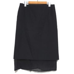 美品 j. someone precious ジェイドット 2way ひざ丈 ヴァージンウールMIX レイヤードスカート 14462 Lサイズ ブラック レディース 古着 中古 USED