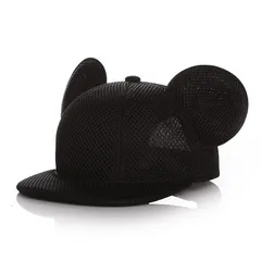 キッズ 耳付きミッキー帽子メッシュ キャップ uvカット子供