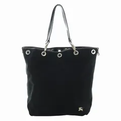 バーバリーブルーレーベル BURBERRY BLUE LABEL トートバッグ ハンド キャンバス レザー ホース ハート ロゴ 裏地チェック 黒 ブラック ■GY18 /MQ