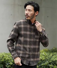新品 未使用 JIGGYS SHOP(ジギーズショップ)ネルチェックシャツ 210775 ブラウンオンブレーのサムネイル