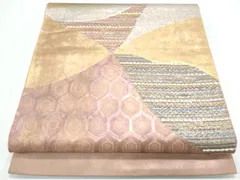 極上美品 鳳凰 紗綾形地模様 菱形文様 亀甲華紋様 正絹 袋帯 二重太鼓 作り帯 極上美品 鳳凰 紗綾形地模様 菱形文様 亀甲華紋様 正絹 袋帯 二