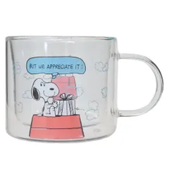スヌーピー マグカップ ダブルウォール耐熱グラス ハウス ピーナッツ マリモクラフト コップ 贈り物 キャラクター グッズ 
