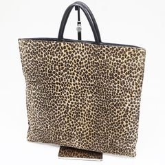 ロエベ アナグラム トートバッグ ロゴ型押し レオパード柄