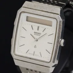 美品 SEIKO セイコー シルバー文字盤 メンズ デジアナ 腕時計 デジタル 希少品 新品電池】3238 SEIKO メンズ腕時計 デジアナ シルバー