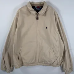 古着 90's/90年代 ポロバイラルフローレン Polo by Ralph Lauren スウィングトップジャケット ワンポイント刺繍 裏地チェック XL  ベージュ メンズ
