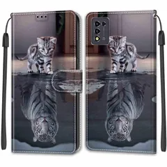 【人気商品】KENHONER A202ZT ケース 対応 ZTE Libero 5G III ケース libero 5g iiiケース libero5g3 ストラップ 手帳型 耐衝撃 リベロ5g 3世代対応 カバー マグネット式 カード収納 携帯カバー (猫と