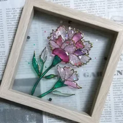 幸運☆観葉植物フィカス！ステンドグラス風フレームB5サイズ／開運／風水