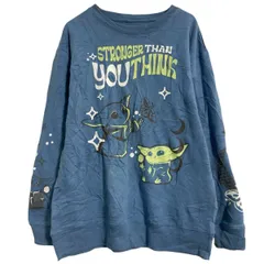 STAR WARS キャラクタースウェット トレーナー レディース L くすみブルー スターウォーズ 裏起毛 薄手 古着卸 アメリカ仕入 a703-5376