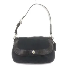 コーチ COACH シグネチャーハンドバッグ フラップ レザー 黒 ブラック /DO ■OS