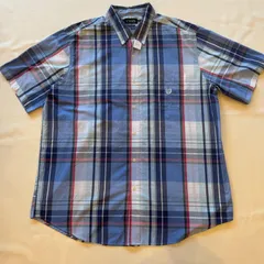 chaps　半袖　シャツ　海外　ストリート　y2k　BBOY　総柄　チェック　2xl　【T-170】