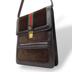 美品 GUCCI グッチ シェリーライン ショルダーバッグ スエード レザー ブラウン ゴールド金具 GGロゴ 斜め掛け可 レディース ヴィンテージ K10