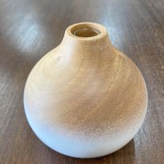 『Vase Tsunami』中　木製　マンゴーウッド　一輪挿し花瓶　フラワーベース　アジアンリゾート　雑貨