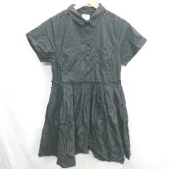 ◇ ⊂ merry jenny メリージェニー コットン100% 半袖 膝丈 ワンピース サイズM ブラック レディース E  【1410290028742】