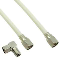 2WAYで使える！4K8K放送対応(～3224MHz)アンテナ4Cケーブル ストレート接栓×接栓 約1m L型ネジ式変換アダプタ付き テレビ レコーダー 壁掛け アンテナ