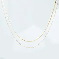 ☆ ゴールド ☆ スネークチェーン＆シンプルチェーン２連ステンレスネックレス ネックレス サン宝石 首飾り アクセサリー サンホ スネークチェーン＆シンプルチェーン２連ステンレスネックレス チェーンネックレス 2連 重ね付け 重ねづけ ステンレス製 おしゃれ