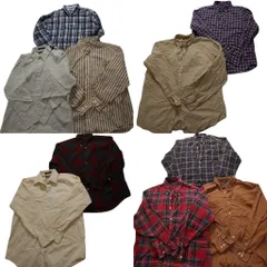 古着卸 まとめ売り ノーティカ NAUTICA 長袖シャツ 10枚セット (メンズ L ) チェック ストライプ 無地 ワンポイント 中古 古着 MZ5126