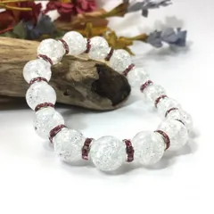 クラック水晶 パワーストーン ブレスレット 12mm 天然石ブレス (ピンク) メンズ・レディース 男性・女性  数珠  □