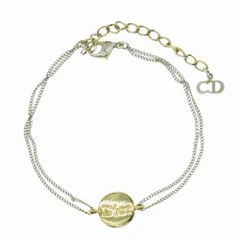 Dior ディオール ダブルチェーン サークル ロゴ ブレスレット ゴールド系【中古】