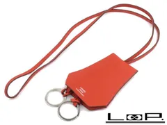 ■未使用■ エルメス クロシェット クローシェ ネックレス オレンジ レザー T刻 箱 【87240】のサムネイル