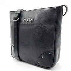 【良品】 Roberta di Camerino ロベルタディカメリーノ ショルダーバッグ トートバッグ シルバー金具 ロゴ型押し 肩掛け 斜め掛け シボレザー レディース ブラック 黒色