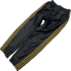adidas ☆ 秋冬 防寒 中綿 ナイロンパンツ ウィンドブレーカー ブラック ゴールド S スポーツ トレーニング ランニング アディダス■Ja7021