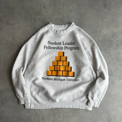 90s〜00s/JANSPORT/ジャンスポーツ/プリントスウェット/リバースウィーブタイプ/サイドリブ/ホワイトグレー/白灰色/L/肉厚/カレッジ系/教育系プログラム/ピラミッド/ブロック/jmaple