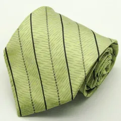 ヴァレンチノ ブランド ネクタイ ロゴ ストライプ柄 ヘリンボーン柄 シルク イタリア製 PO  メンズ グリーン Valentino 【中古】