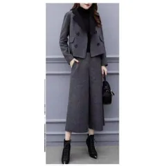 ☆ ダークグレー ☆ Lサイズ ☆ セットアップ レディース lyse10136 セットアップ レディース 秋冬 ジャケット パンツ パンツスタイル パンツスーツ フォーマル スーツ ゆったり きれいめ おしゃれ ママ 母 入園式 入学式 卒園式 卒業式