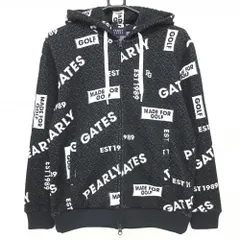【超美品】パーリーゲイツ ジップパーカー 黒×白 ロゴ総柄 ブルゾン レディース 1(M) ゴルフウェア 2022年モデル PEARLY GATES